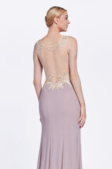 Sheer Fitted Sleeveless Evening Dress by Cinderella Divine -43