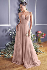 A-Line Tulle Dress With Gathered Sweetheart Neckline And Pleated Finish by Cinderella Divine -CD184