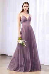A-Line Tulle Dress With Gathered Sweetheart Neckline And Pleated Finish by Cinderella Divine -CD184