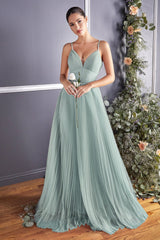 A-Line Tulle Dress With Gathered Sweetheart Neckline And Pleated Finish by Cinderella Divine -CD184