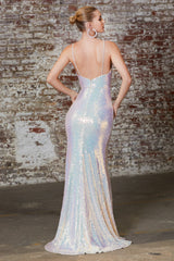 MyFashion.com - Fitted sequin gown with gathered waistline and embellished straps.(CD202) - Cinderella Divine promdress eveningdress fashion partydress weddingdress 
 gown homecoming promgown weddinggown 