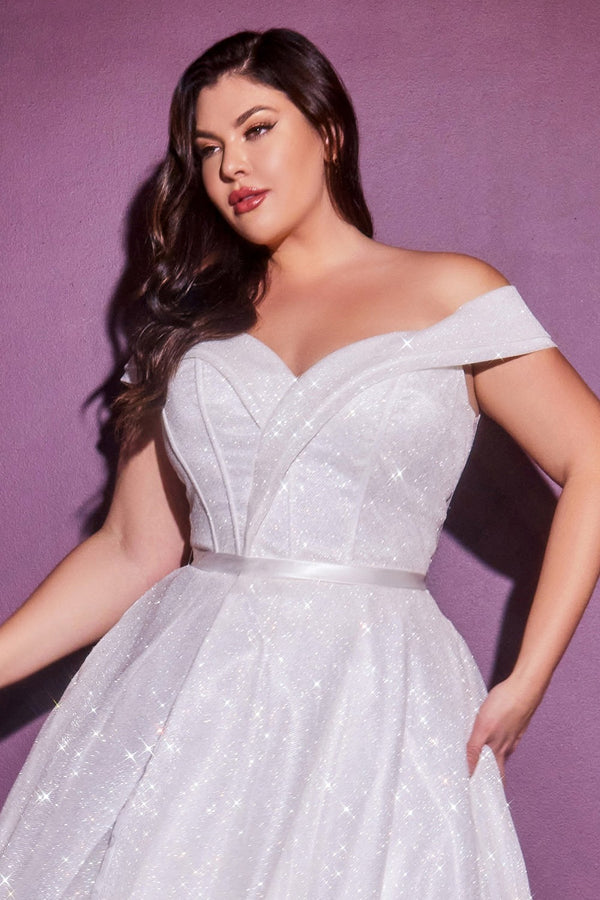 Plus Size Glitter Bridal Gown By Cinderella Divine -CD214WC