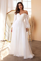 Sheer Sleeve Sweetheart A-Line Dress By Cinderella Divine -CD243W