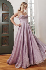 Cowl Corset Glitter A-Line Dress By Cinderella Divine -CD252
