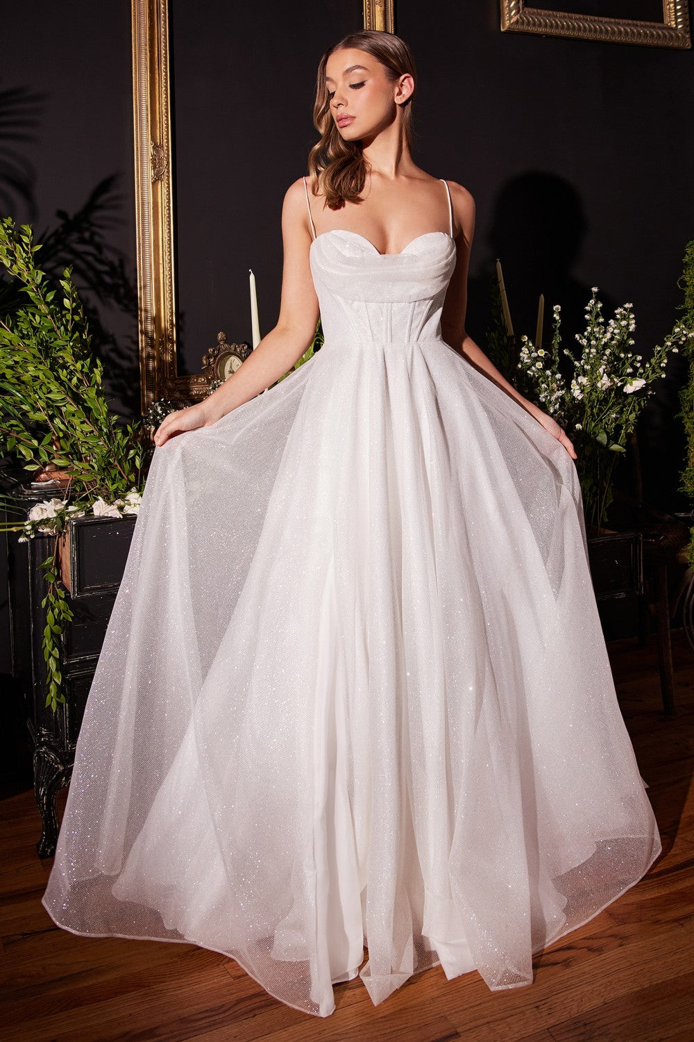 Glitter Corset Bodice Wedding Gown By Cinderella Divine -CD253W