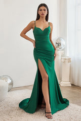 Fitted Stretch Satin Gown By Cinderella Divine -CD3208