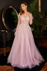 Layered Tulle A-Line Gown By Cinderella Divine -CD3394