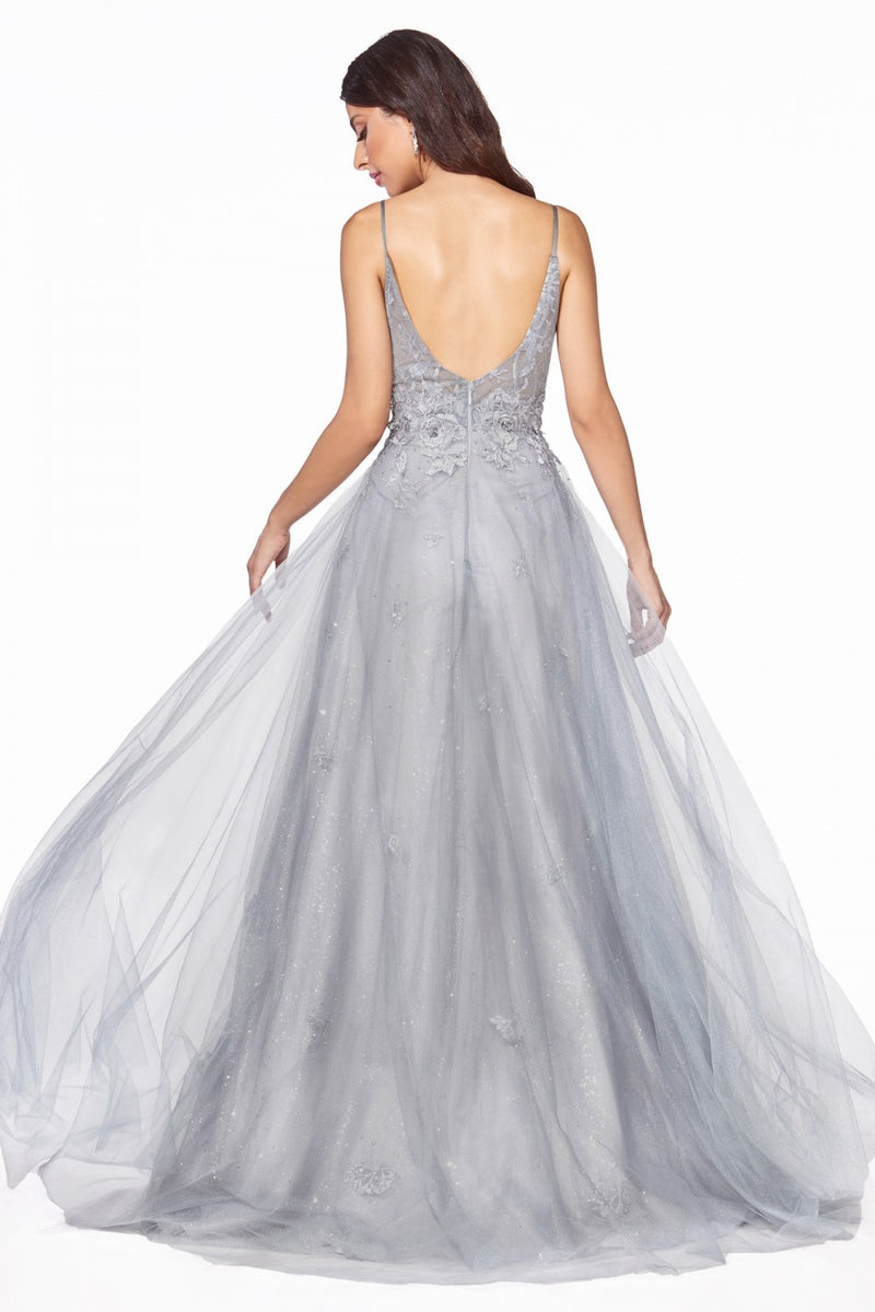 MyFashion.com - A-line layered dress with lace applique bodice and open back.(CD50) - Cinderella Divine promdress eveningdress fashion partydress weddingdress 
 gown homecoming promgown weddinggown 
