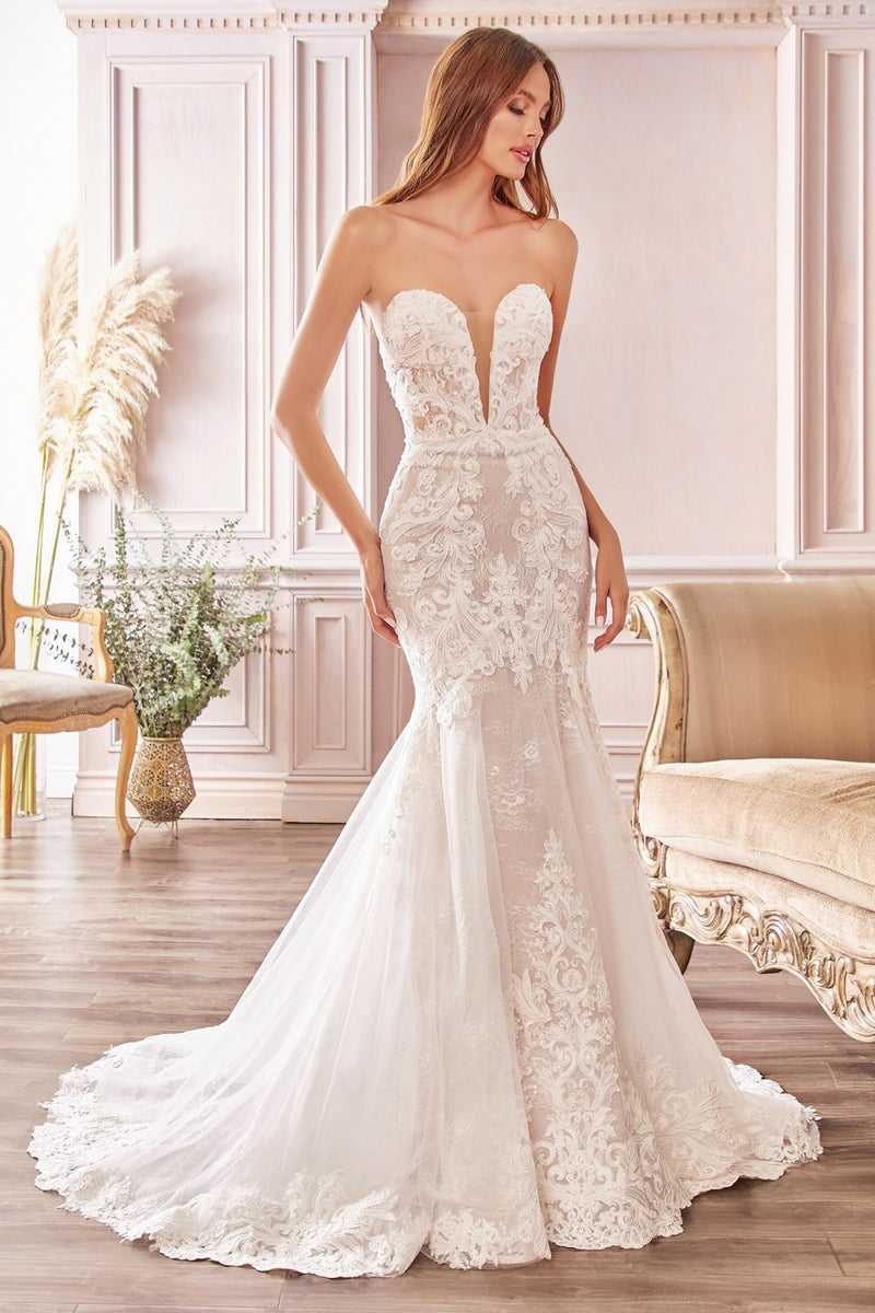 Strapless Lace Wedding Dress By Cinderella Divine -CD928
