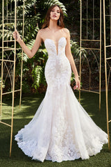 Strapless Lace Wedding Dress By Cinderella Divine -CD928