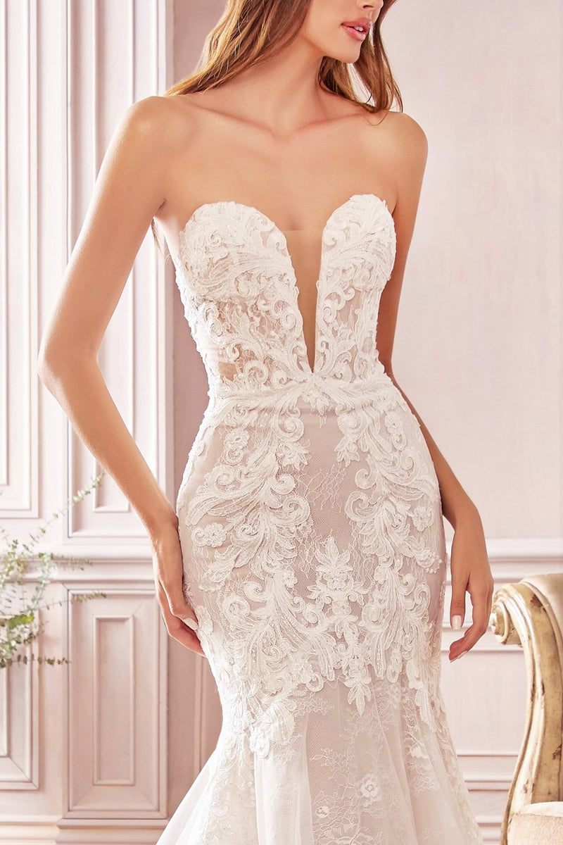 Strapless Lace Wedding Dress By Cinderella Divine -CD928