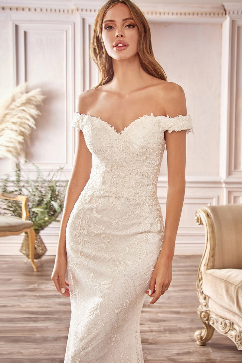 Sheath Off The Shoulder Bridal Gown By Cinderella Divine -CD929