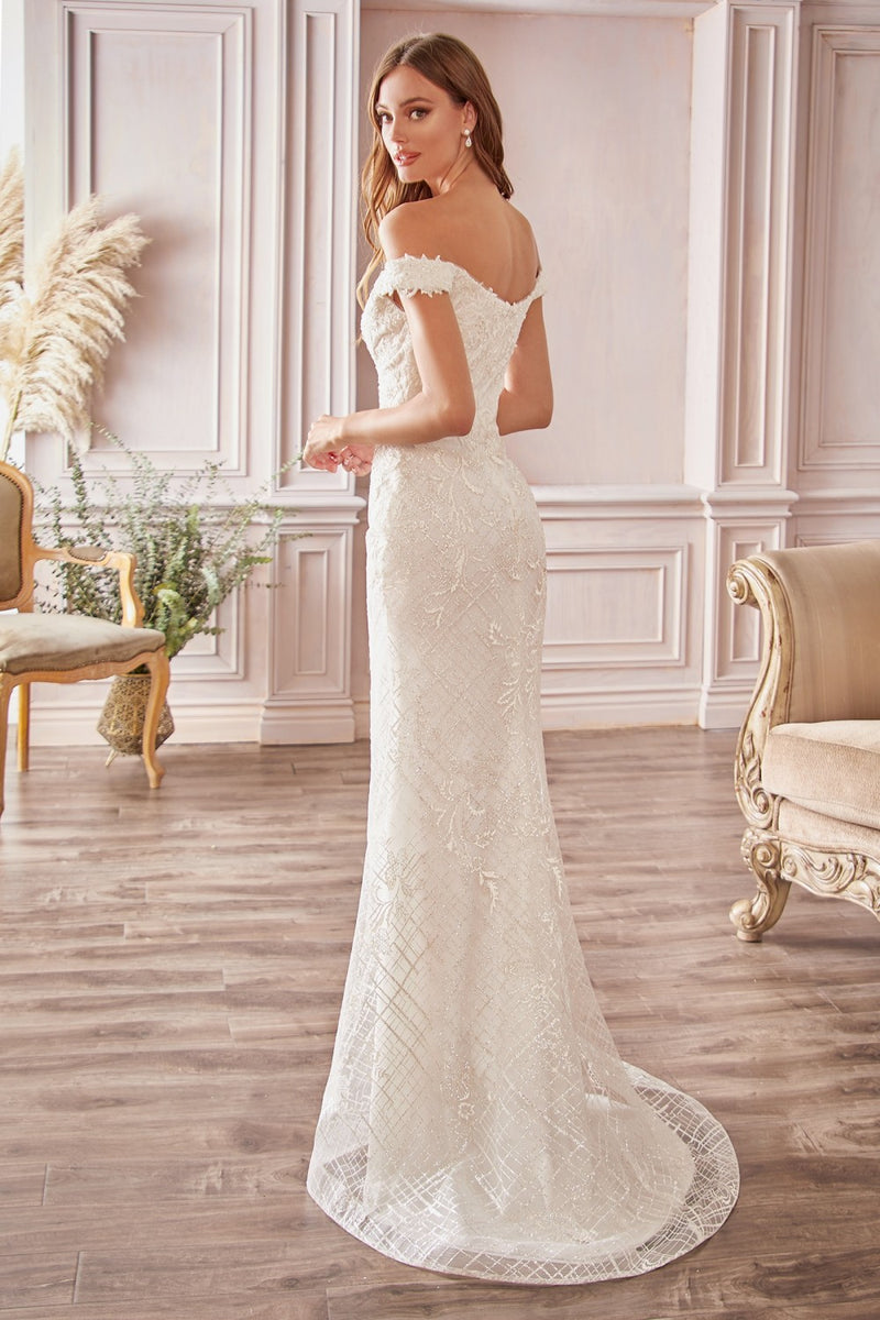 Sheath Off The Shoulder Bridal Gown By Cinderella Divine -CD929