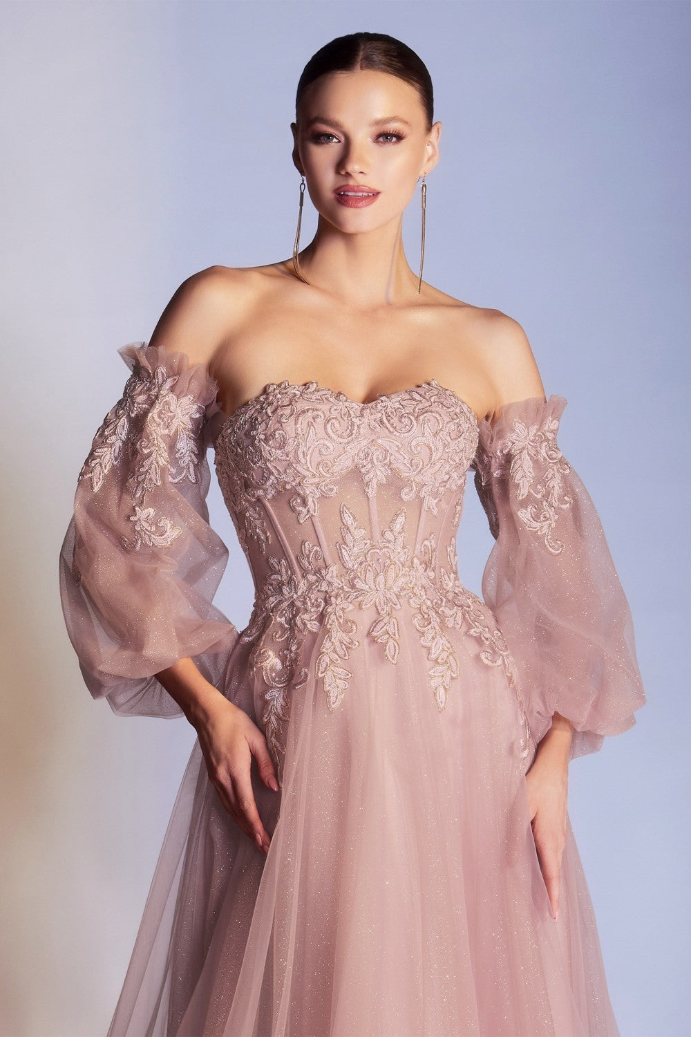 Applique Corset Gown By Cinderella Divine -CD948