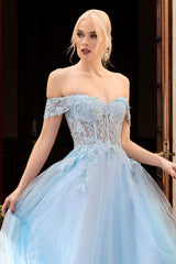 Lace Off The Shoulder A-Line Dress By Cinderella Divine -CD961