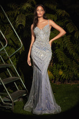 Fitted Strapless Beaded Gown By Cinderella Divine -CD968