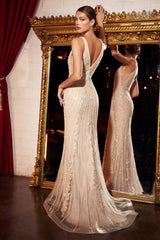 Beaded Lace Mermaid Gown By Cinderella Divine -CD981