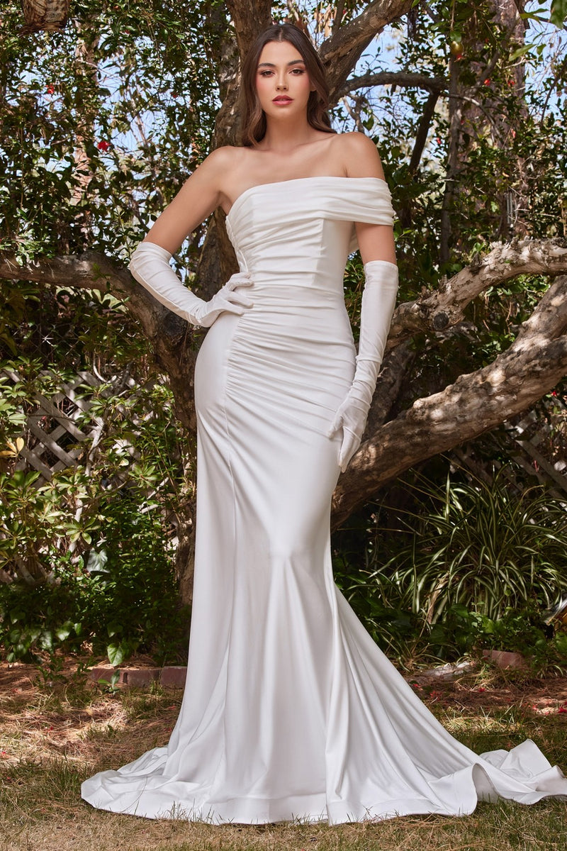 Plus Size Glamour Glove Luxe Jersey Mermaid Wedding Gown By Cinderella Divine -CD986WC