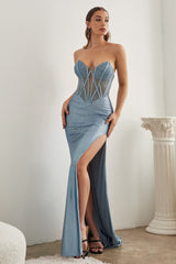 Strapless Corset Gown With Hot Stones By Cinderella Divine -CDS419
