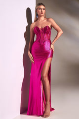 Strapless Corset Gown With Hot Stones By Cinderella Divine -CDS419