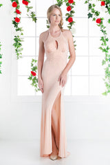 Beaded Stretch Knit Sheath Dress By Cinderella Divine -CF086