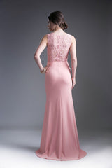 Lace Bodice Stretch Knit Sheath Dress by Cinderella Divine -CF115