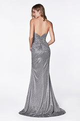 MyFashion.com - Strapless ruched sparkle dress with sweetheart neckline and leg slit.(CF331) - Cinderella Divine promdress eveningdress fashion partydress weddingdress 
 gown homecoming promgown weddinggown 