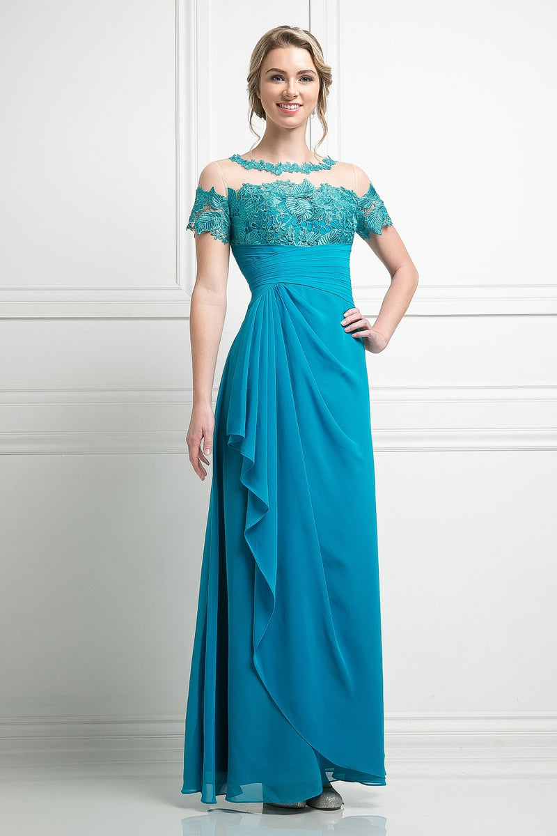 Lace Chiffon Empire Waist Dress by Cinderella Divine -CH1509