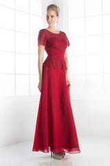 Short Sleeved Lace Bodice Gown by Cinderella Divine -CH1511