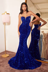 Strapless Sequin Gown By Cinderella Divine -CH151