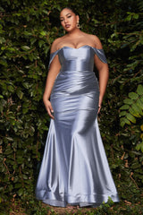 Curve Off Shoulder Satin Gown By Cinderella Divine -CH163C