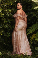 Plus Size Sequin Gown By Cinderella Divine -CH167C