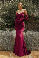 Fitted Strapless Velvet Gown By Cinderella Divine -CH176