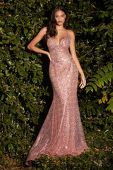 Fitted Sequin Dress By Cinderella Divine -CH235
