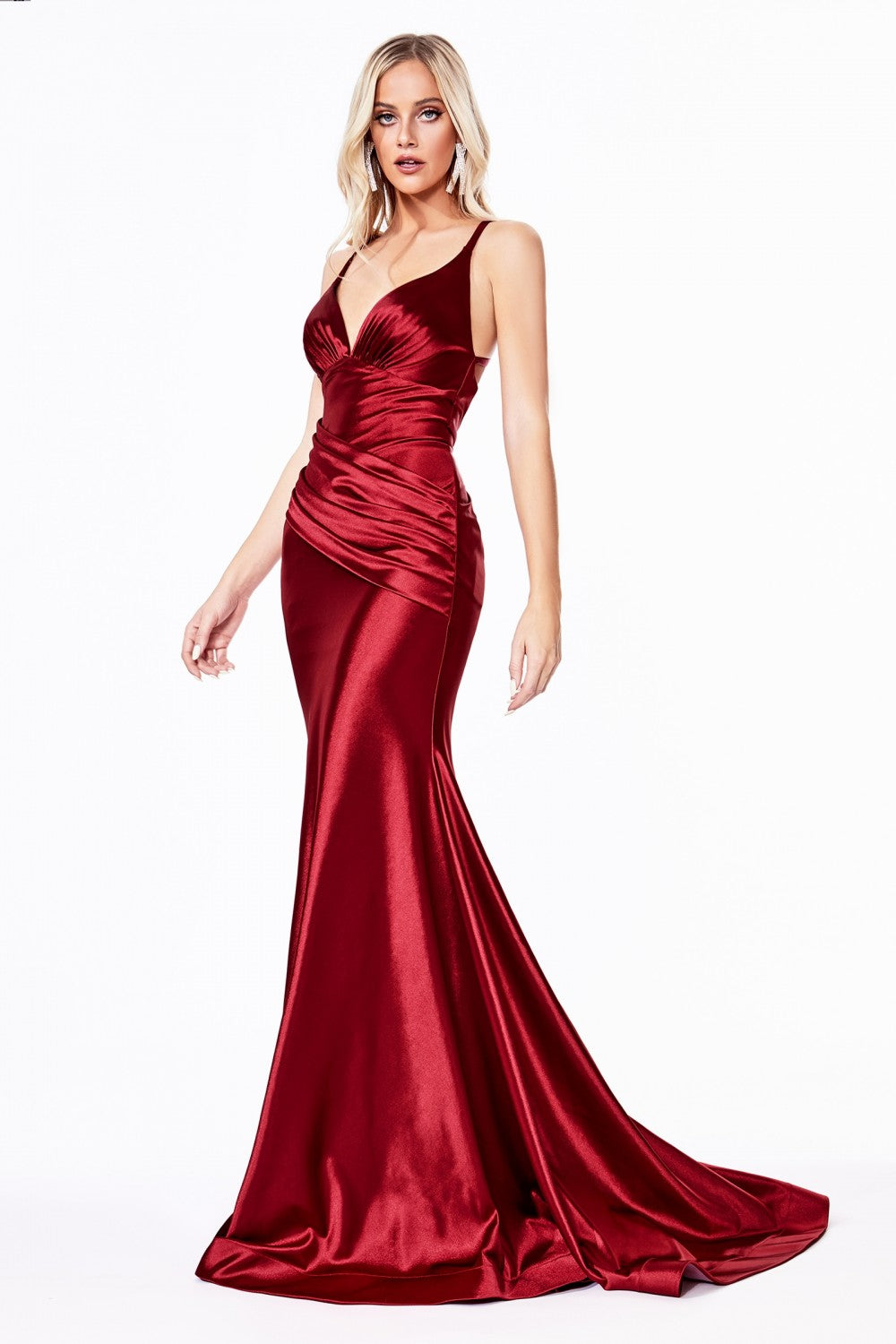 Fitted Satin Mermaid Gown By Cinderella Divine -CH236