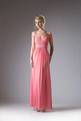 Draping Off-Shoulder Surplice Chiffon Formal Gown Cinderella Divine -CH527