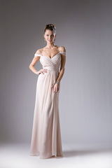 Draping Off-Shoulder Surplice Chiffon Formal Gown Cinderella Divine -CH527