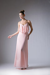 Long Chiffon Flounce Dress By Cinderella Divine -CH537