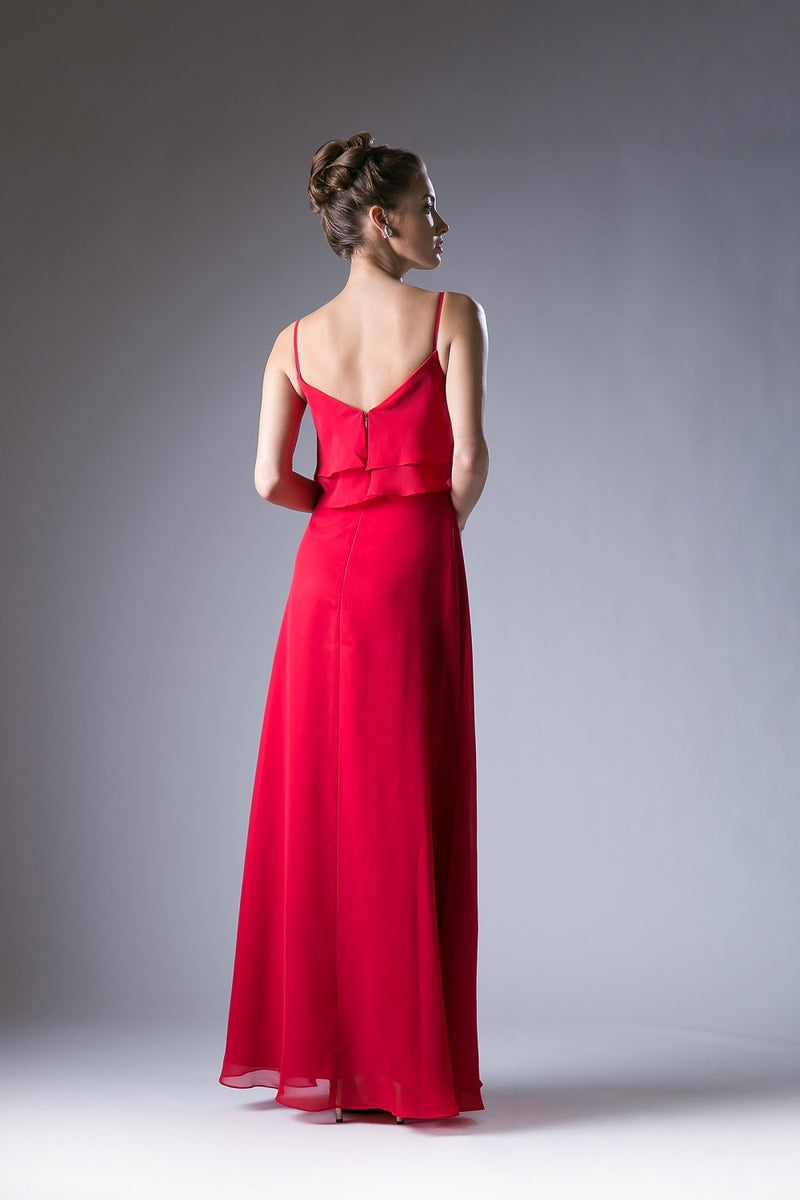 Long Chiffon Flounce Dress By Cinderella Divine -CH537