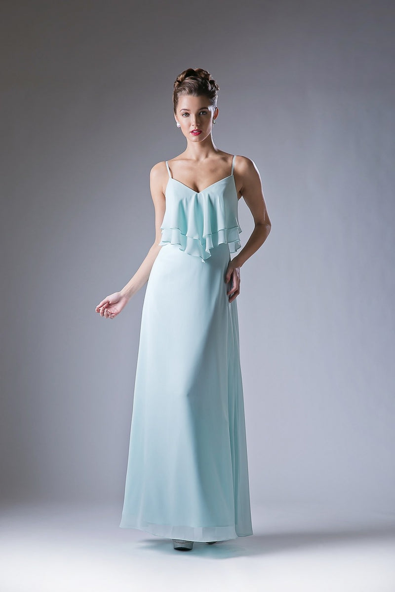 Long Chiffon Flounce Dress By Cinderella Divine -CH537