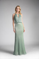 Metallic Knit Empire Waist Dress By Cinderella Divine -CH557