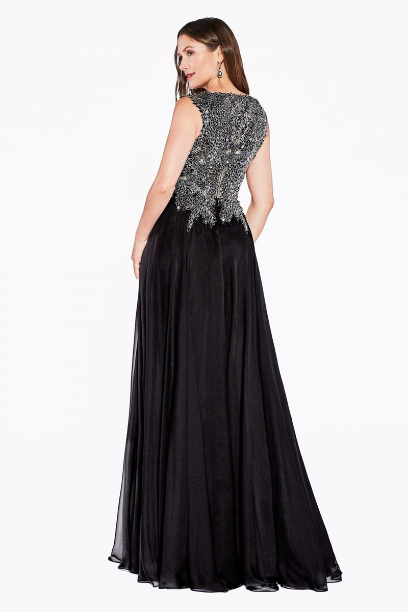Long Sleeveless Illusion Dress by Cinderella Divine -CJ1022