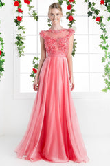MyFashion.com - Beaded Applique Chiffon A - Line Dress(CJ218) - Cinderella Divine promdress eveningdress fashion partydress weddingdress 
 gown homecoming promgown weddinggown 