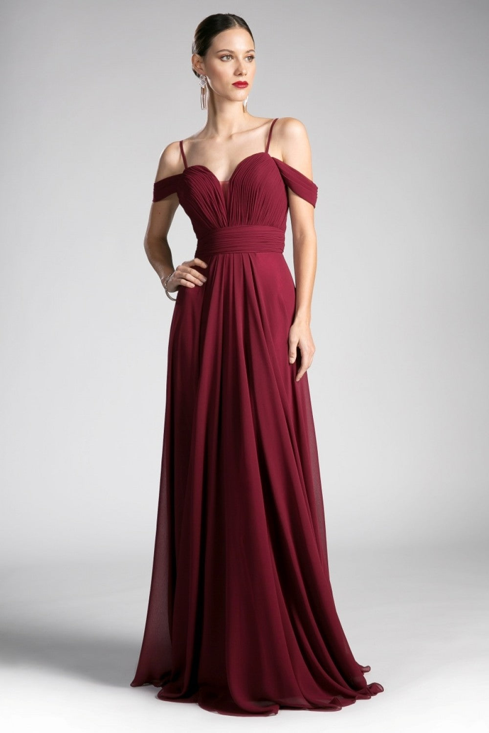 MyFashion.com - A-line chiffon gown with off the shoulder sleeve and sweetheart neckline.(CJ241) - Cinderella Divine promdress eveningdress fashion partydress weddingdress 
 gown homecoming promgown weddinggown 