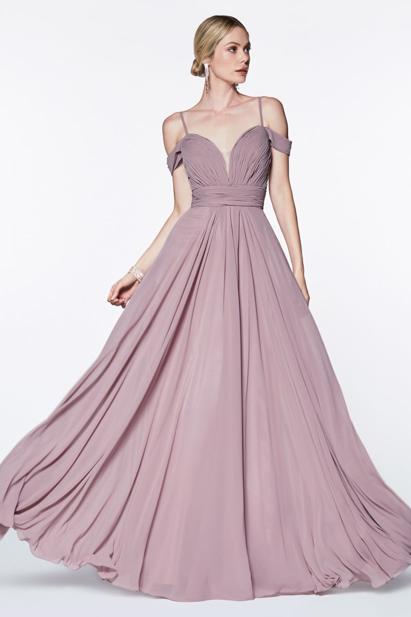 MyFashion.com - A-line chiffon gown with off the shoulder sleeve and sweetheart neckline.(CJ241) - Cinderella Divine promdress eveningdress fashion partydress weddingdress 
 gown homecoming promgown weddinggown 