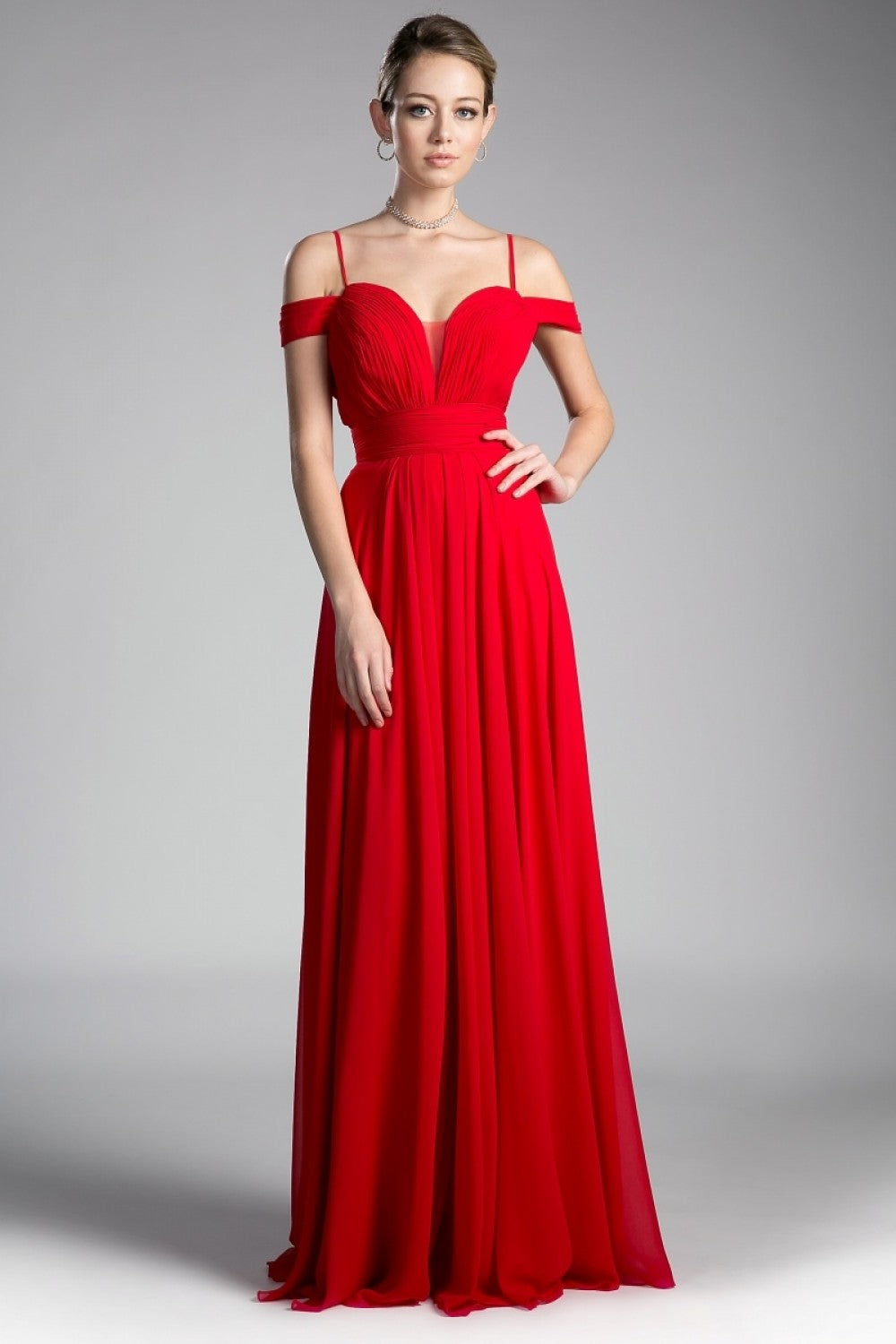 MyFashion.com - A-line chiffon gown with off the shoulder sleeve and sweetheart neckline.(CJ241) - Cinderella Divine promdress eveningdress fashion partydress weddingdress 
 gown homecoming promgown weddinggown 