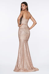 MyFashion.com - Strapless mermaid with flocked glitter fabric and beaded belt.(CJ516) - Cinderella Divine promdress eveningdress fashion partydress weddingdress 
 gown homecoming promgown weddinggown 