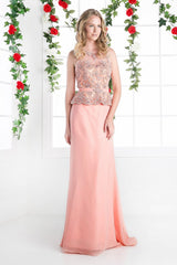 Beaded Lace Bodice Stretch Knit Sheath Dress by Cinderella Divine -CK53