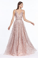 MyFashion.com - A-line gown with floral print embroidery and double belted waist.(CR840) - Cinderella Divine promdress eveningdress fashion partydress weddingdress 
 gown homecoming promgown weddinggown 