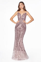 MyFashion.com - Fitted gown with geometric sequin pattern and cut out sides.(CR843) - Cinderella Divine promdress eveningdress fashion partydress weddingdress 
 gown homecoming promgown weddinggown 